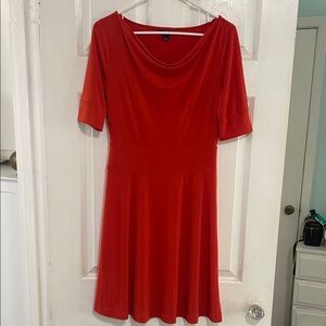 Banana Republic Orange Cowl Neck A-Line Midi Dress